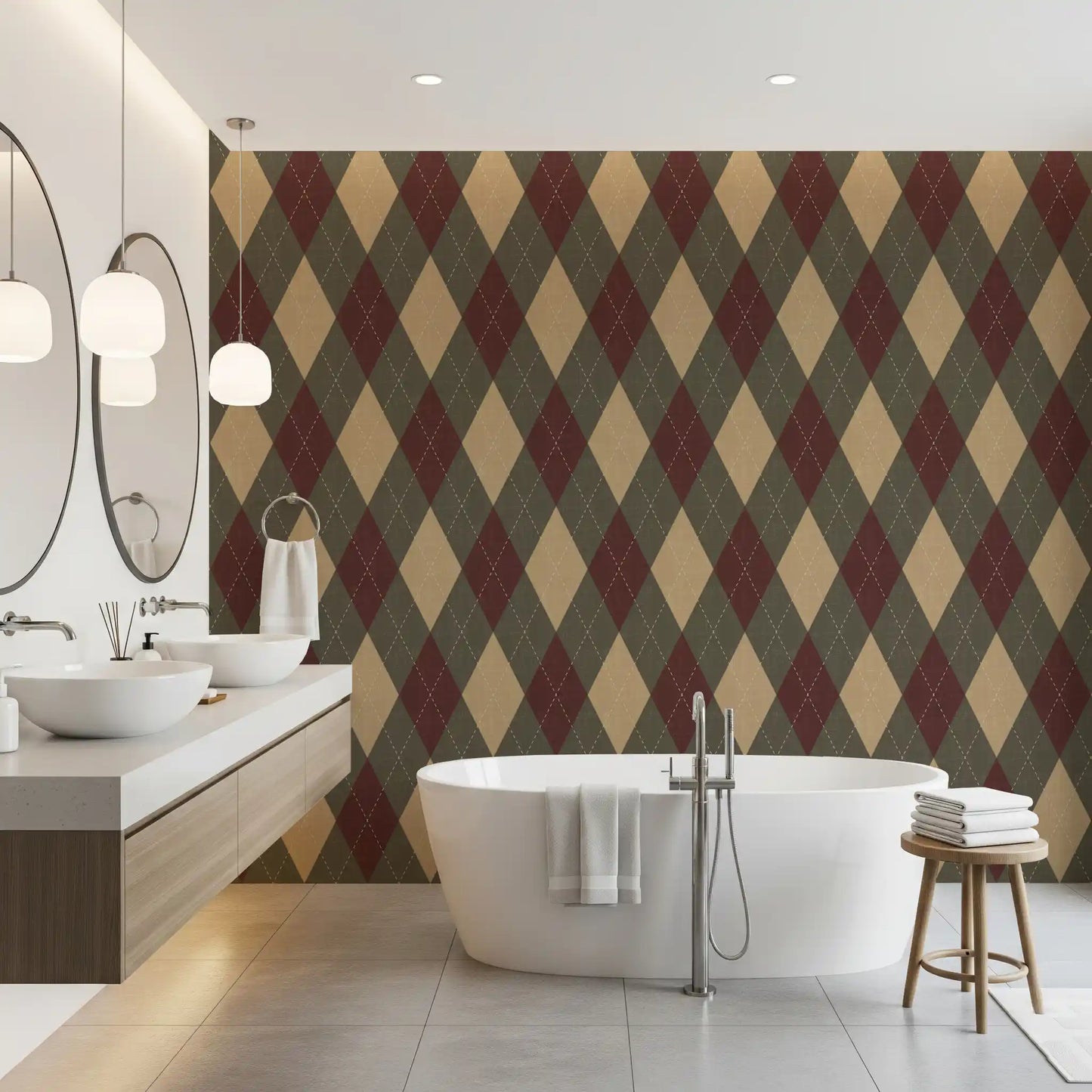 Winter Heritage - Argyle Harlequin Classic Diamond - Rich Warm Tones Wallpaper⁠
