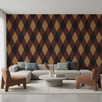 Winter Heritage - Argyle Harlequin Classic Diamond - Dark Moody Mix Wallpaper⁠