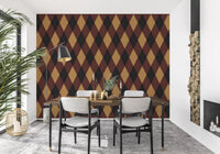 Winter Heritage - Argyle Harlequin Classic Diamond - Dark Moody Mix Wallpaper⁠