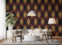 Winter Heritage - Argyle Harlequin Classic Diamond - Dark Moody Mix Wallpaper⁠