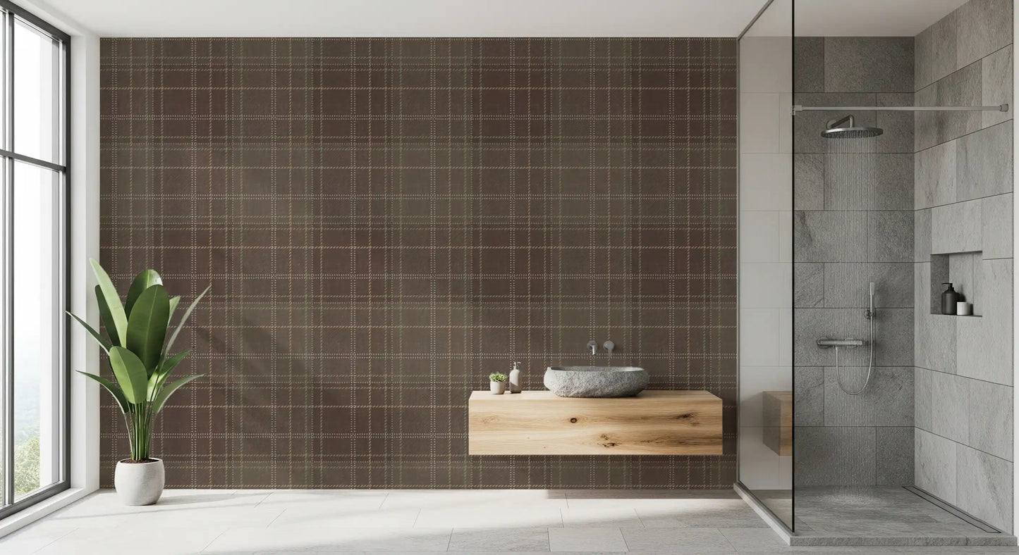 Winter Heritage - Tartan Checkerboard Plaid Block - Soft Taupe Blend Wallpaper⁠