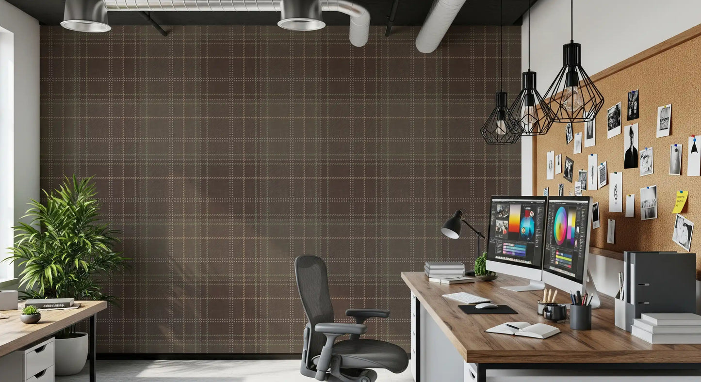 Winter Heritage - Tartan Checkerboard Plaid Block - Soft Taupe Blend Wallpaper⁠