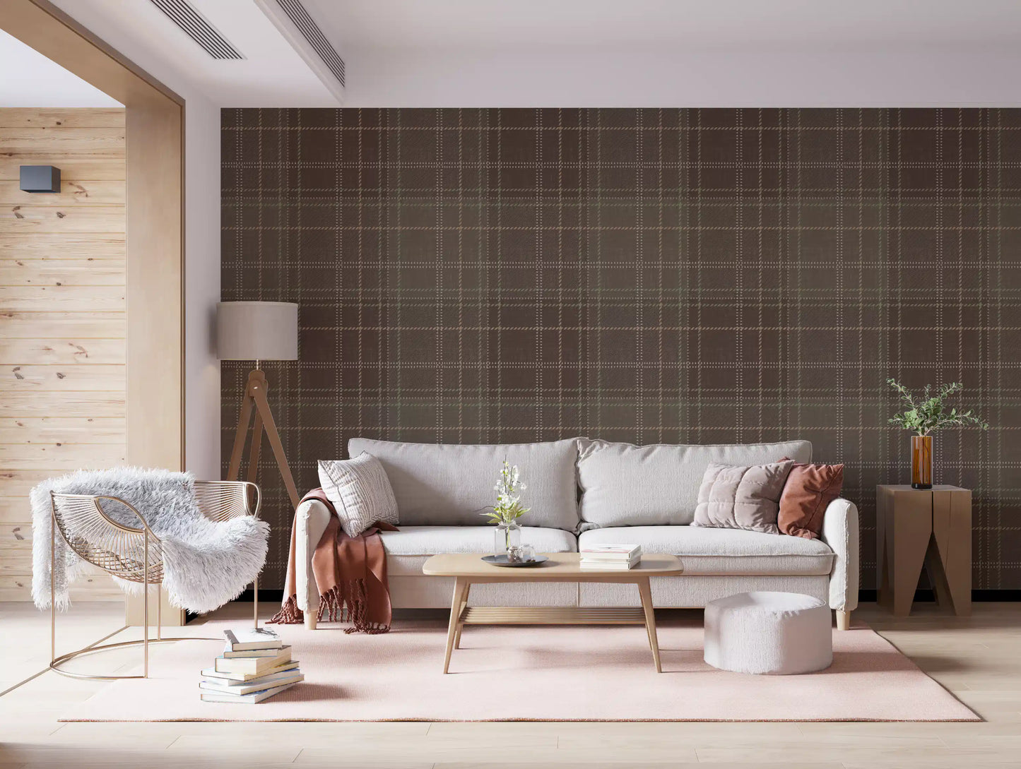 Winter Heritage - Tartan Checkerboard Plaid Block - Soft Taupe Blend Wallpaper⁠