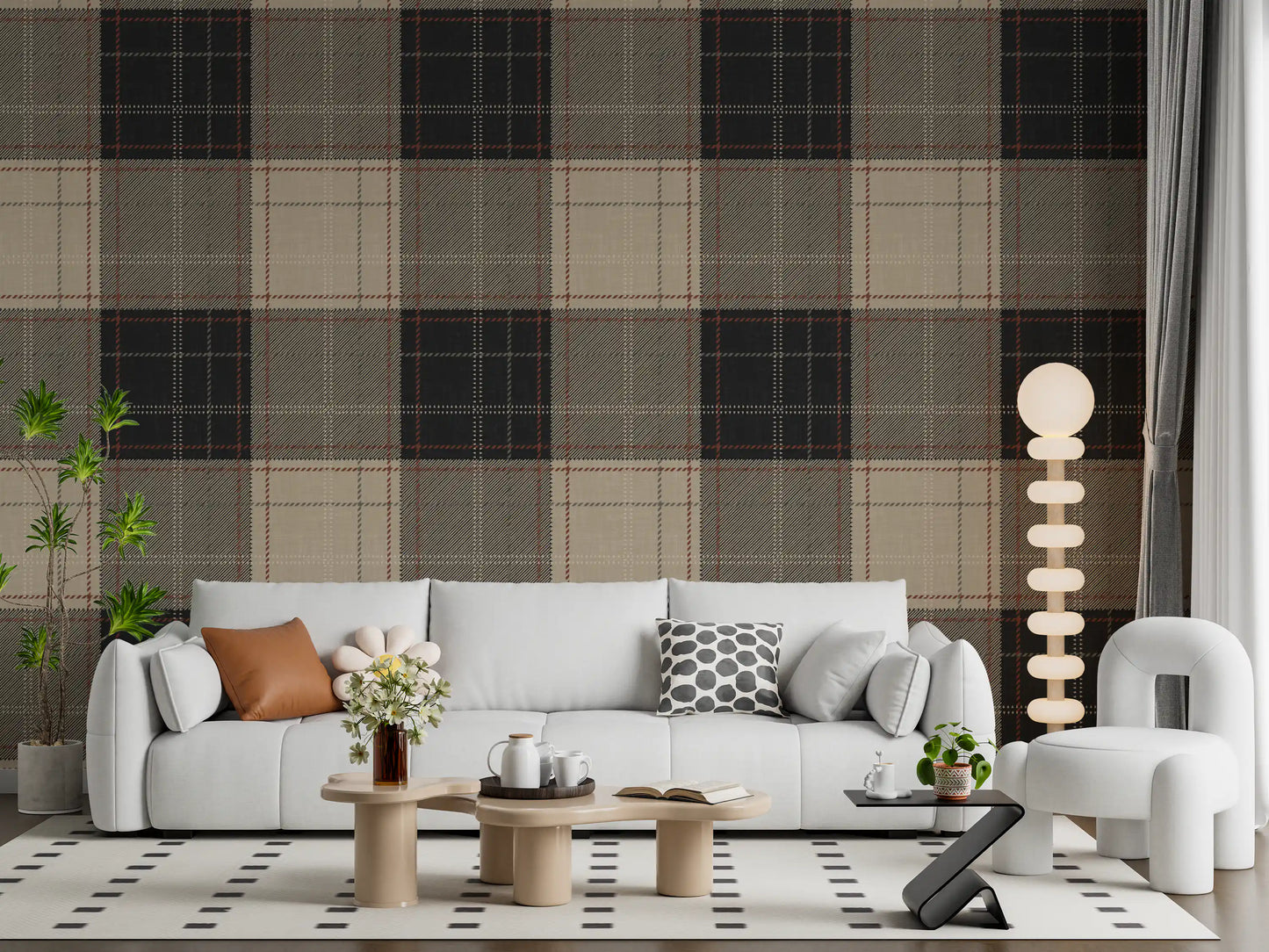 Winter Heritage - Tartan Checkerboard Plaid Block - Bold High Contrast Wallpaper⁠