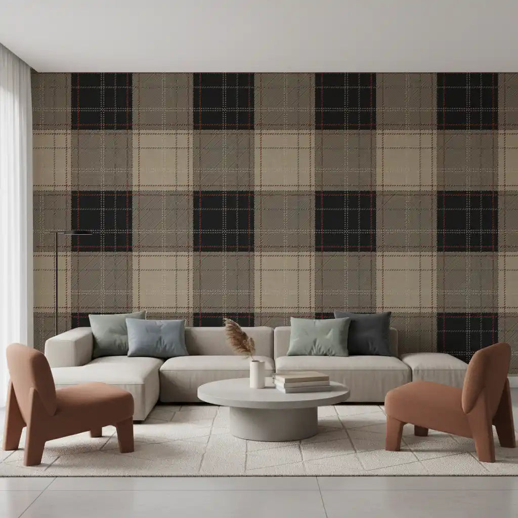 Winter Heritage - Tartan Checkerboard Plaid Block - Bold High Contrast Wallpaper⁠