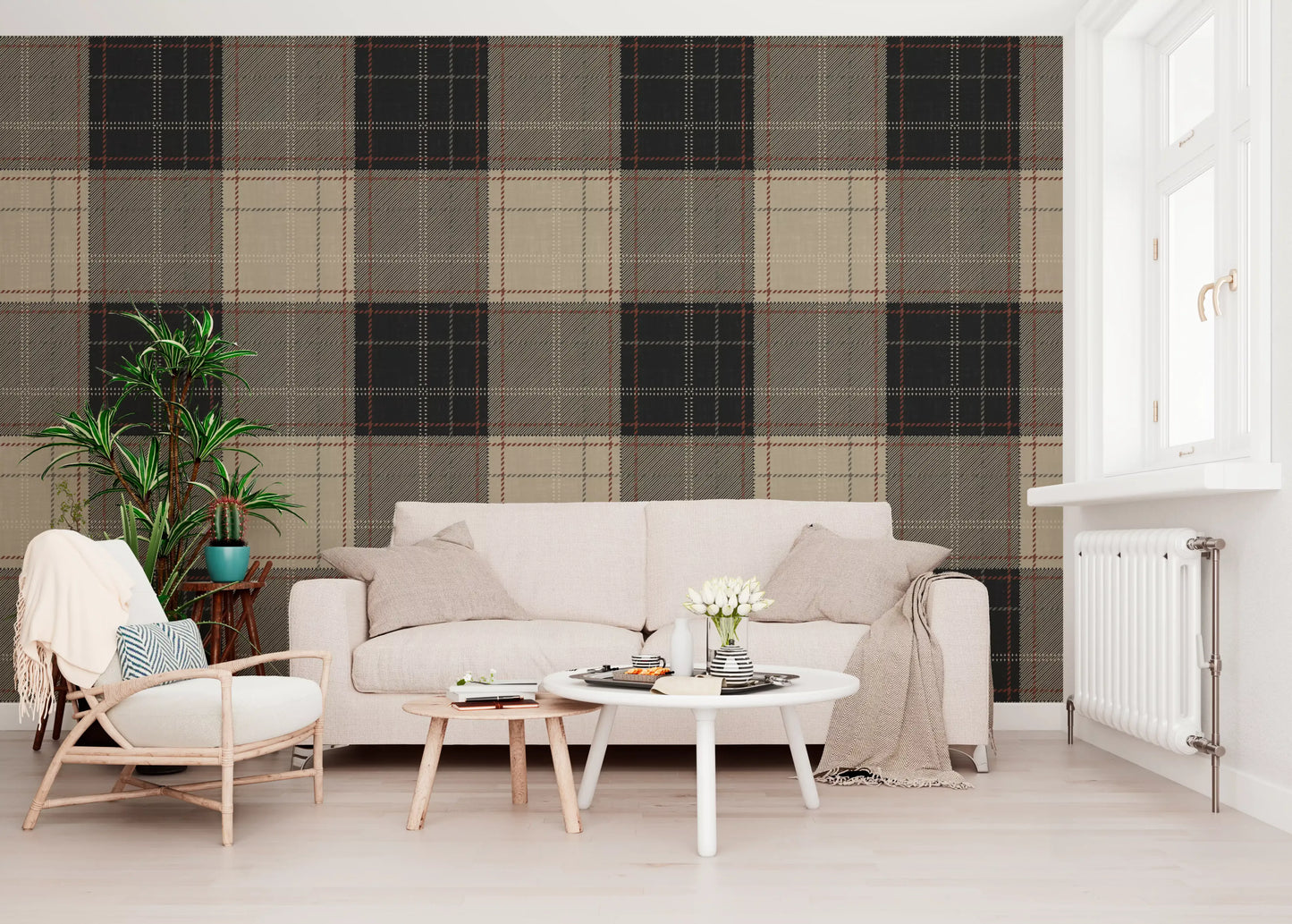 Winter Heritage - Tartan Checkerboard Plaid Block - Bold High Contrast Wallpaper⁠