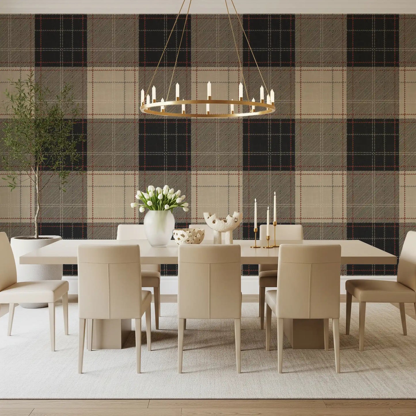 Winter Heritage - Tartan Checkerboard Plaid Block - Bold High Contrast Wallpaper⁠