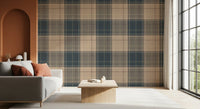 Winter Heritage - Tartan Checkerboard Plaid Block - Crisp Indigo Tint Wallpaper⁠