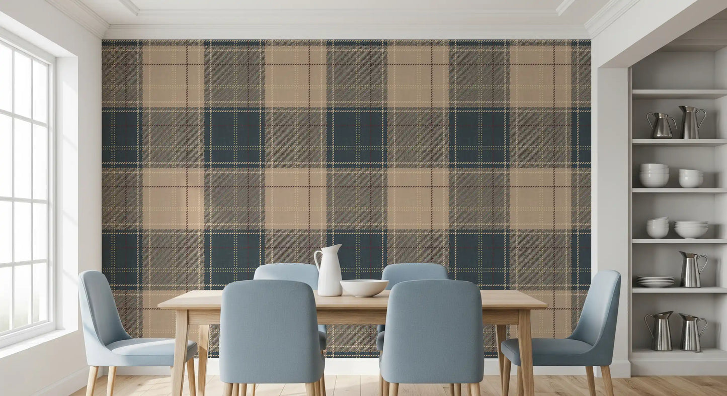 Winter Heritage - Tartan Checkerboard Plaid Block - Crisp Indigo Tint Wallpaper⁠