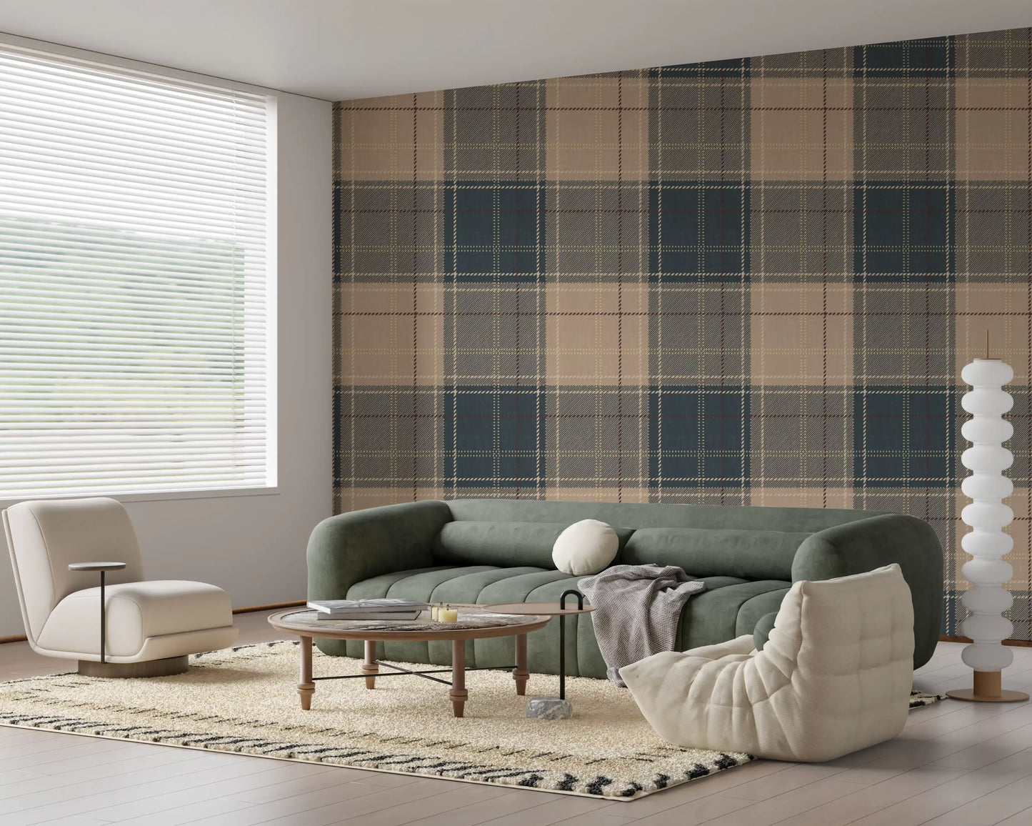 Winter Heritage - Tartan Checkerboard Plaid Block - Crisp Indigo Tint Wallpaper⁠