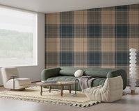 Winter Heritage - Tartan Checkerboard Plaid Block - Crisp Indigo Tint Wallpaper⁠