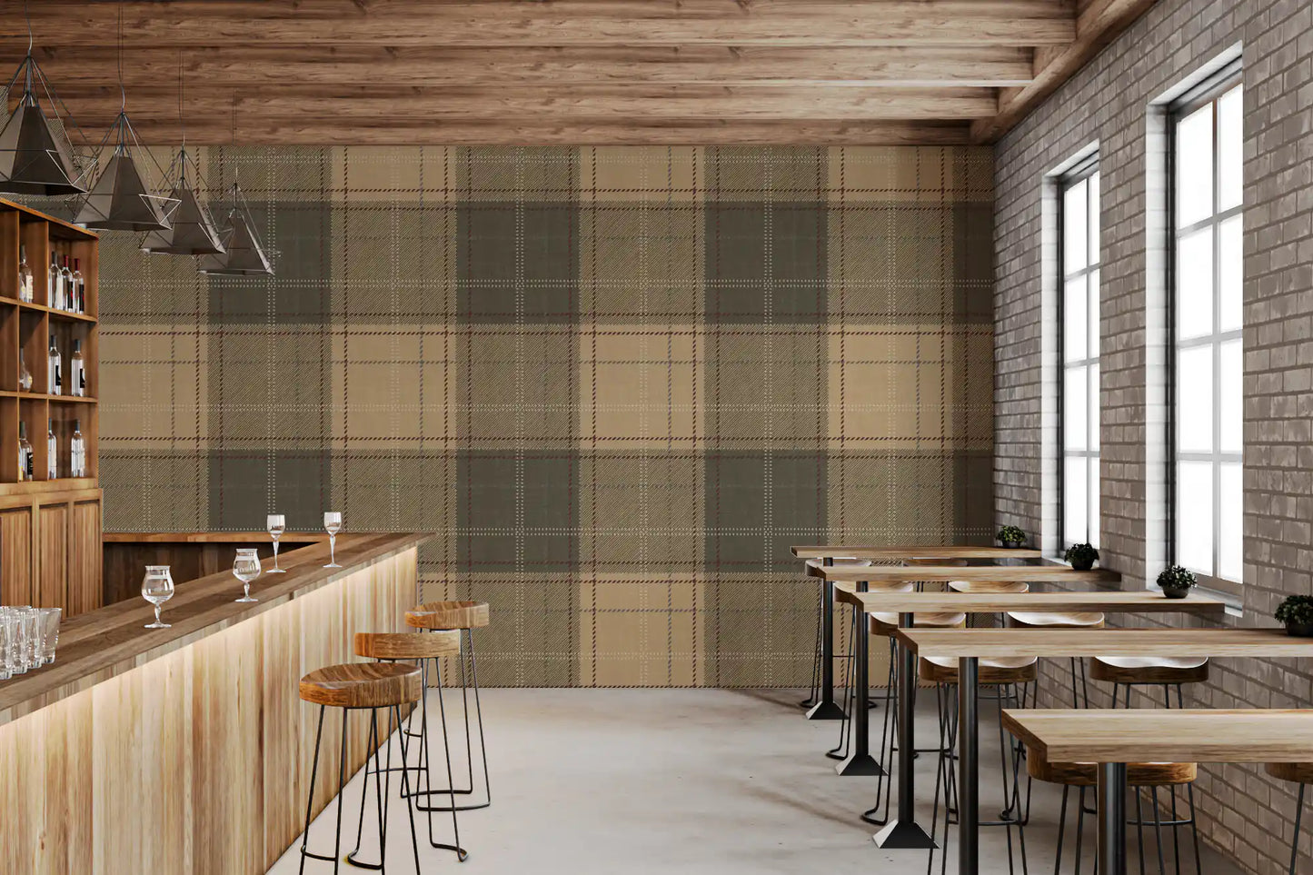 Winter Heritage - Tartan Checkerboard Plaid Block - Warm Earth Shade Wallpaper⁠