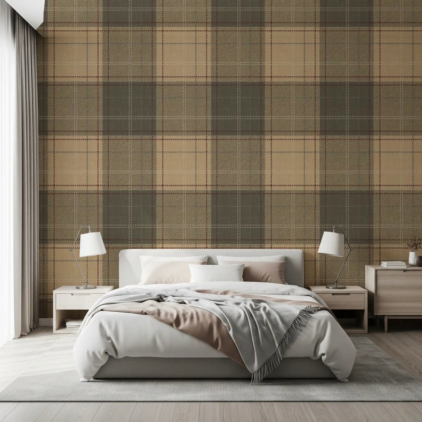 Winter Heritage - Tartan Checkerboard Plaid Block - Warm Earth Shade Wallpaper⁠