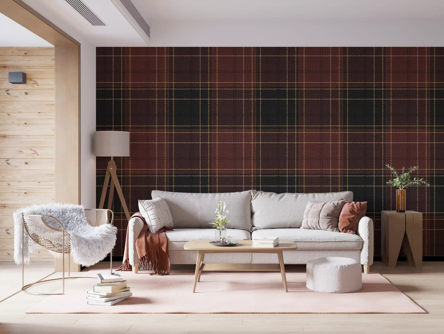 Winter Heritage - Tartan Checkerboard Plaid Block - Dark Moody Tone Wallpaper⁠