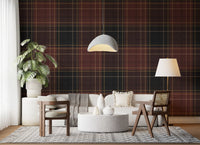 Winter Heritage - Tartan Checkerboard Plaid Block - Dark Moody Tone Wallpaper⁠
