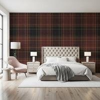 Winter Heritage - Tartan Checkerboard Plaid Block - Dark Moody Tone Wallpaper⁠