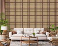 Winter Heritage - Windowpane Tartan Plaid Check - Warm Earth Shade Wallpaper⁠