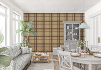 Winter Heritage - Windowpane Tartan Plaid Check - Warm Earth Shade Wallpaper⁠