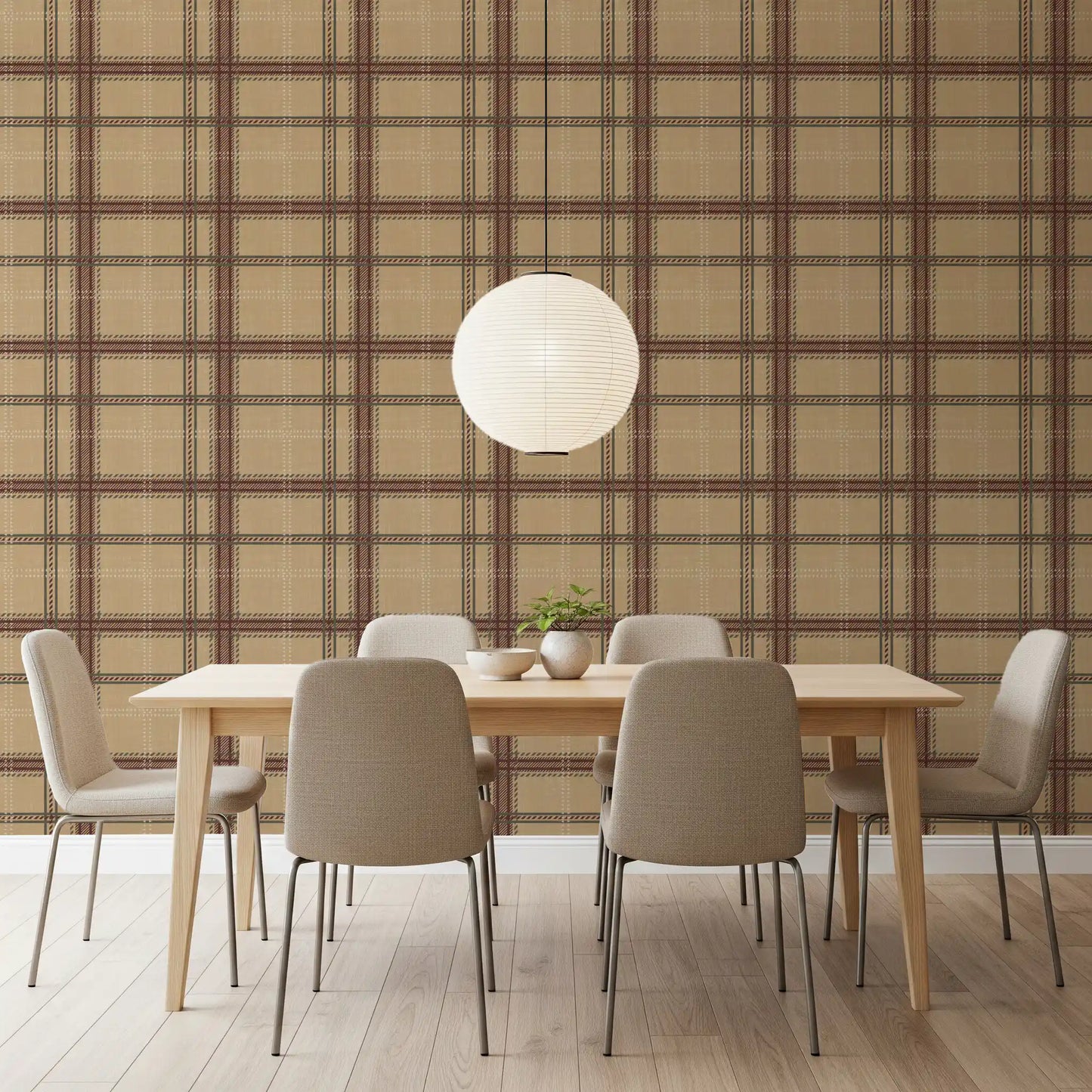 Winter Heritage - Windowpane Tartan Plaid Check - Warm Earth Shade Wallpaper⁠
