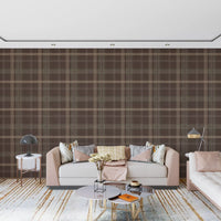Winter Heritage - Windowpane Tartan Plaid Check - Soft Taupe Blend Wallpaper⁠