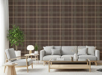 Winter Heritage - Windowpane Tartan Plaid Check - Soft Taupe Blend Wallpaper⁠