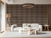 Winter Heritage - Windowpane Tartan Plaid Check - Soft Taupe Blend Wallpaper⁠