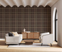 Winter Heritage - Windowpane Tartan Plaid Check - Soft Taupe Blend Wallpaper⁠