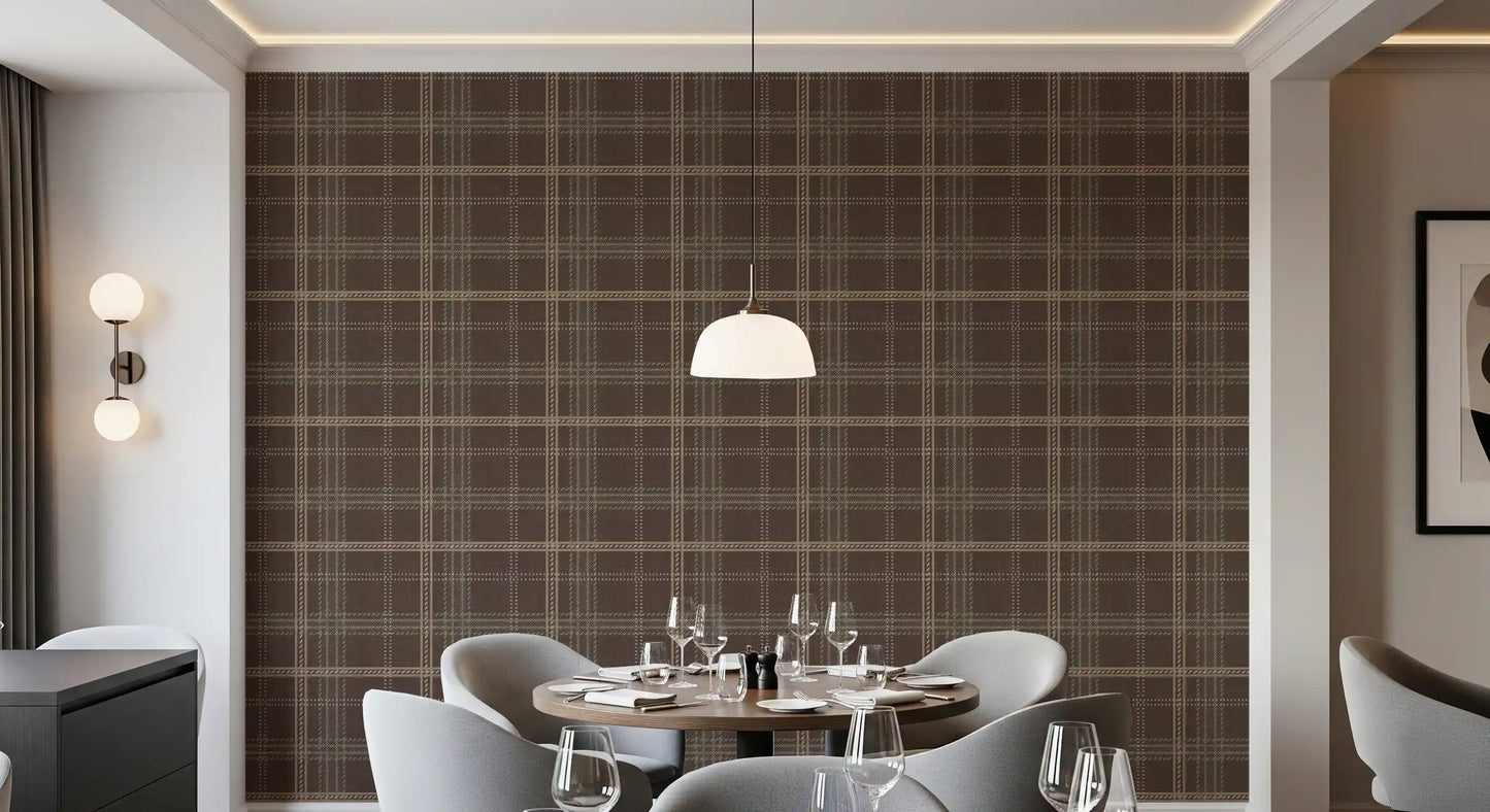 Winter Heritage - Windowpane Tartan Plaid Check - Soft Taupe Blend Wallpaper⁠