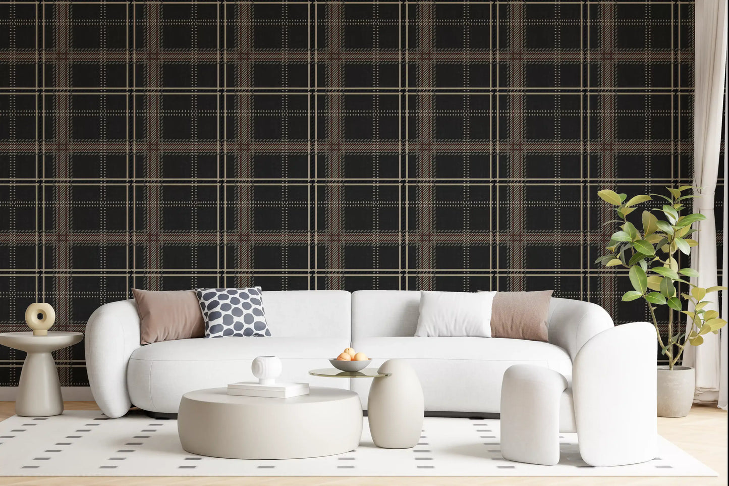 Winter Heritage - Windowpane Tartan Plaid Check - Bold High Contrast Wallpaper⁠