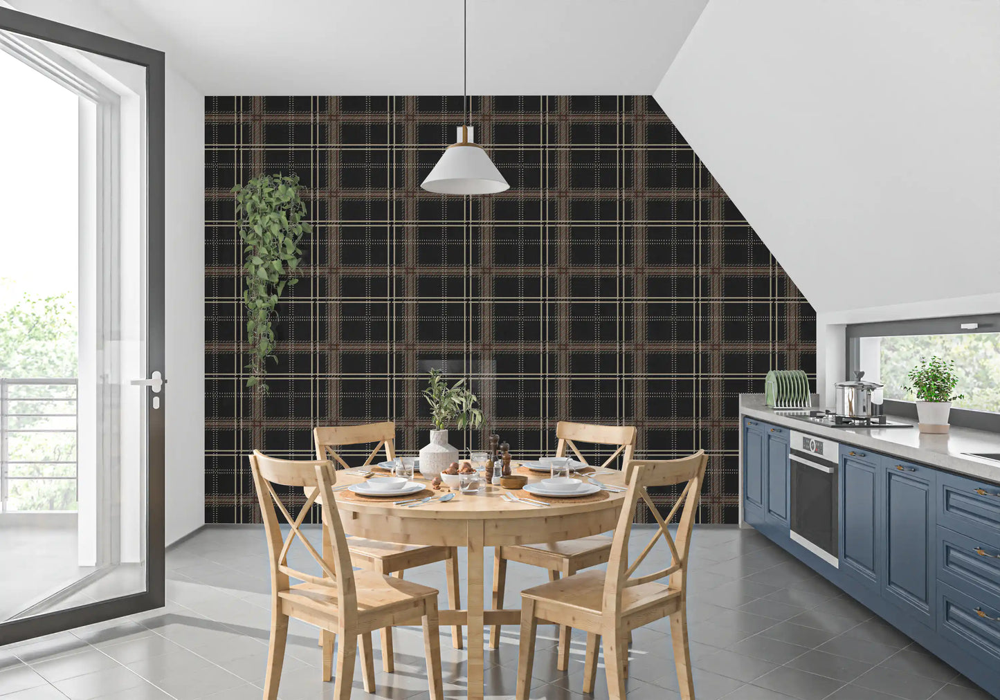 Winter Heritage - Windowpane Tartan Plaid Check - Bold High Contrast Wallpaper⁠