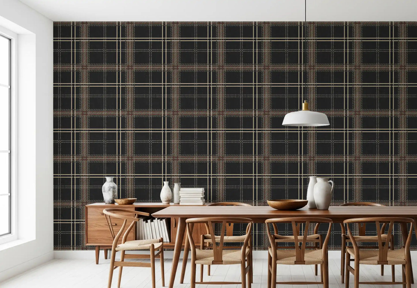 Winter Heritage - Windowpane Tartan Plaid Check - Bold High Contrast Wallpaper⁠