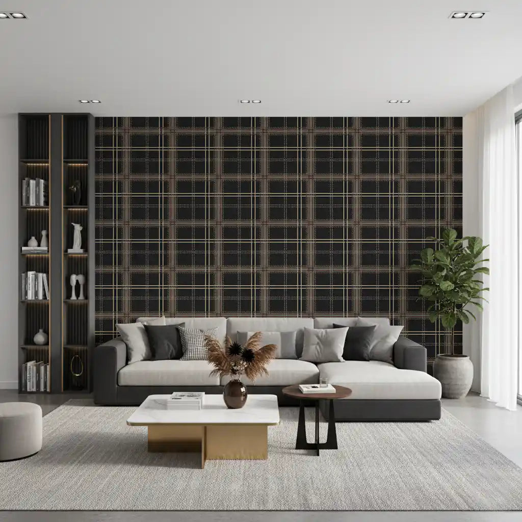 Winter Heritage - Windowpane Tartan Plaid Check - Bold High Contrast Wallpaper⁠