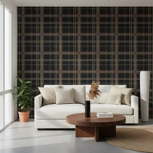Winter Heritage - Windowpane Tartan Plaid Check - Bold High Contrast Wallpaper⁠
