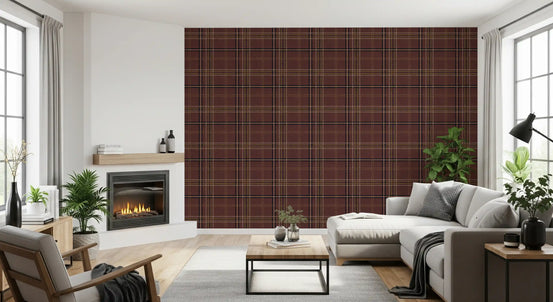 Winter Heritage - Windowpane Tartan Plaid Check - Dark Moody Tone Wallpaper⁠