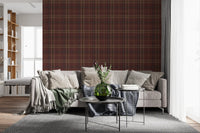 Winter Heritage - Windowpane Tartan Plaid Check - Dark Moody Tone Wallpaper⁠