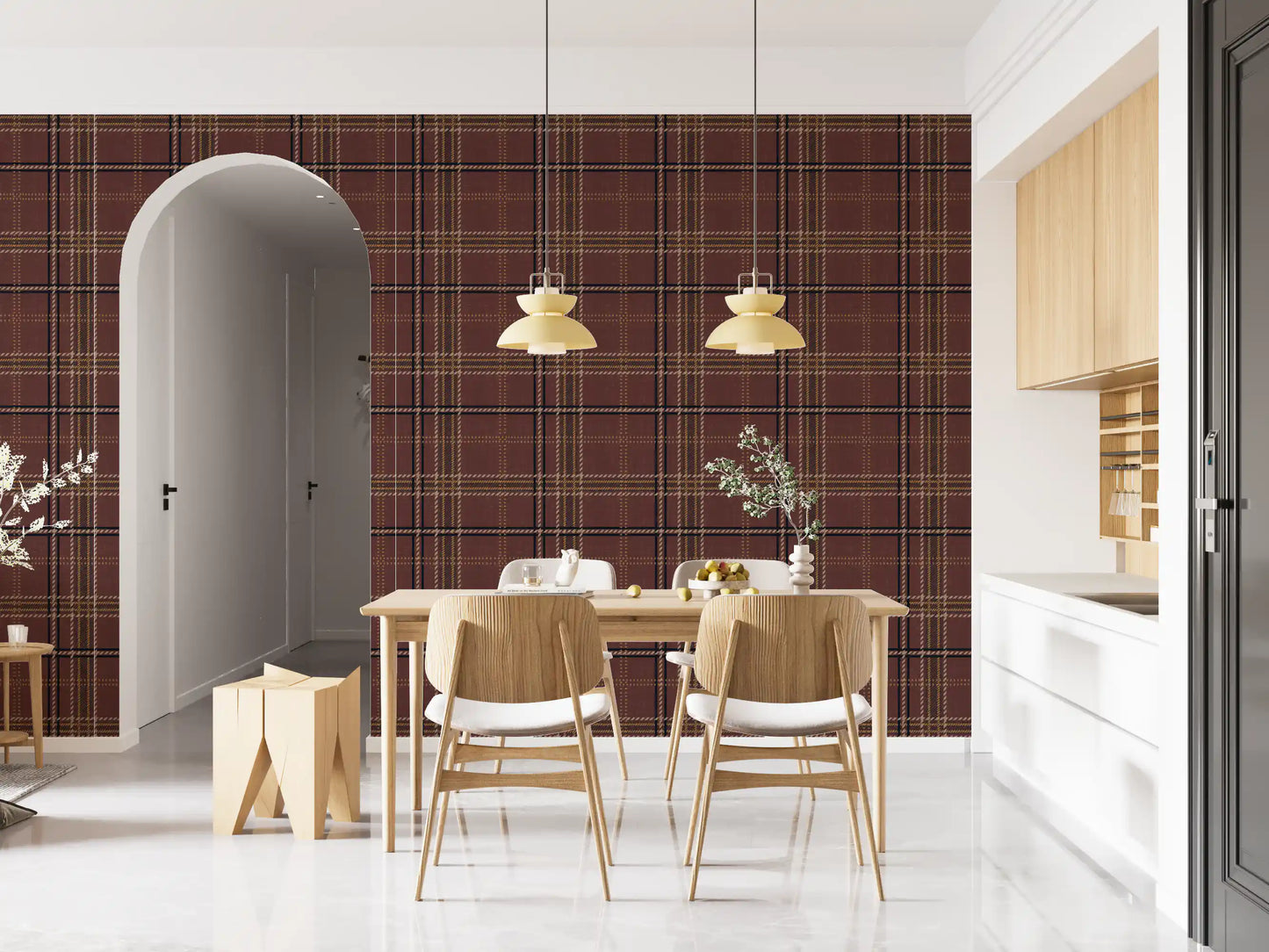 Winter Heritage - Windowpane Tartan Plaid Check - Dark Moody Tone Wallpaper⁠