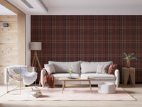 Winter Heritage - Windowpane Tartan Plaid Check - Dark Moody Tone Wallpaper⁠