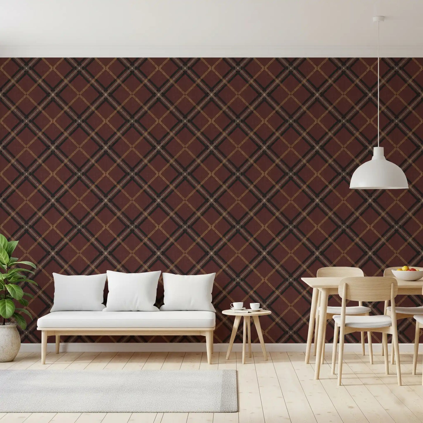 Winter Heritage - Tartan Trellis Plaid Grid - Dark Moody Mix Wallpaper⁠