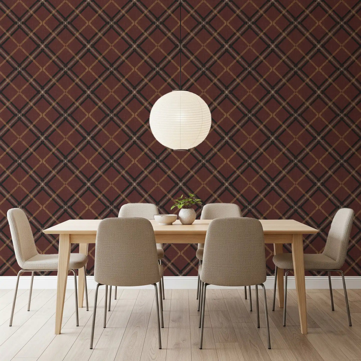 Winter Heritage - Tartan Trellis Plaid Grid - Dark Moody Mix Wallpaper⁠