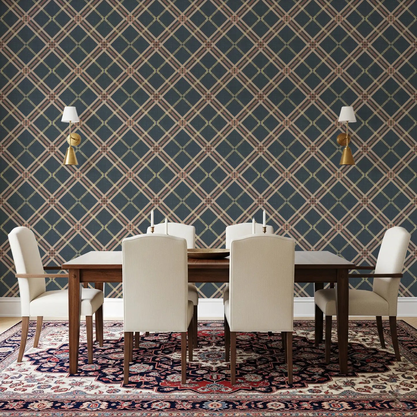 Winter Heritage - Tartan Trellis Plaid Grid - Crisp Cool Tone Wallpaper⁠
