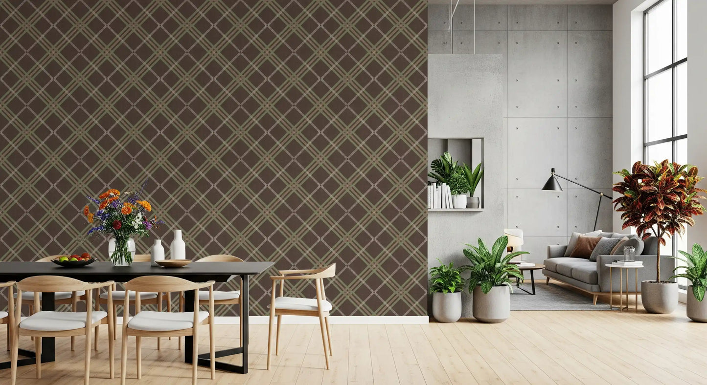 Winter Heritage - Tartan Trellis Plaid Grid - Soft Muted Hue Wallpaper⁠