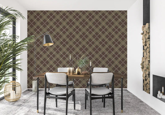 Winter Heritage - Tartan Trellis Plaid Grid - Soft Muted Hue Wallpaper⁠