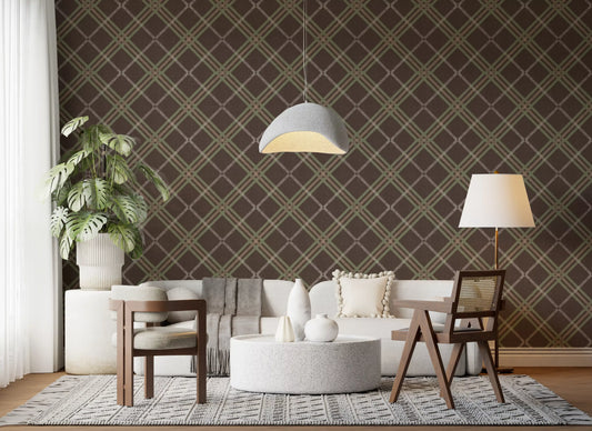 Winter Heritage - Tartan Trellis Plaid Grid - Soft Muted Hue Wallpaper⁠