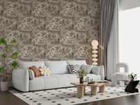 Etched Wildlife Meadow and Retriever Pattern Wallpaper⁠
