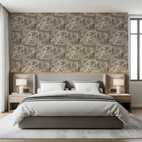 Etched Wildlife Meadow and Retriever Pattern Wallpaper⁠