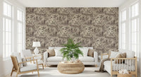 Etched Wildlife Meadow and Retriever Pattern Wallpaper⁠