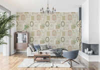 Rustic Garden Geometric Collage Wallpaper⁠