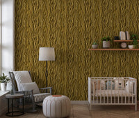 Ochre Abstract Wood Grain Waves Wallpaper⁠