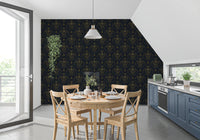Midnight Floral Damask Pattern Wallpaper⁠