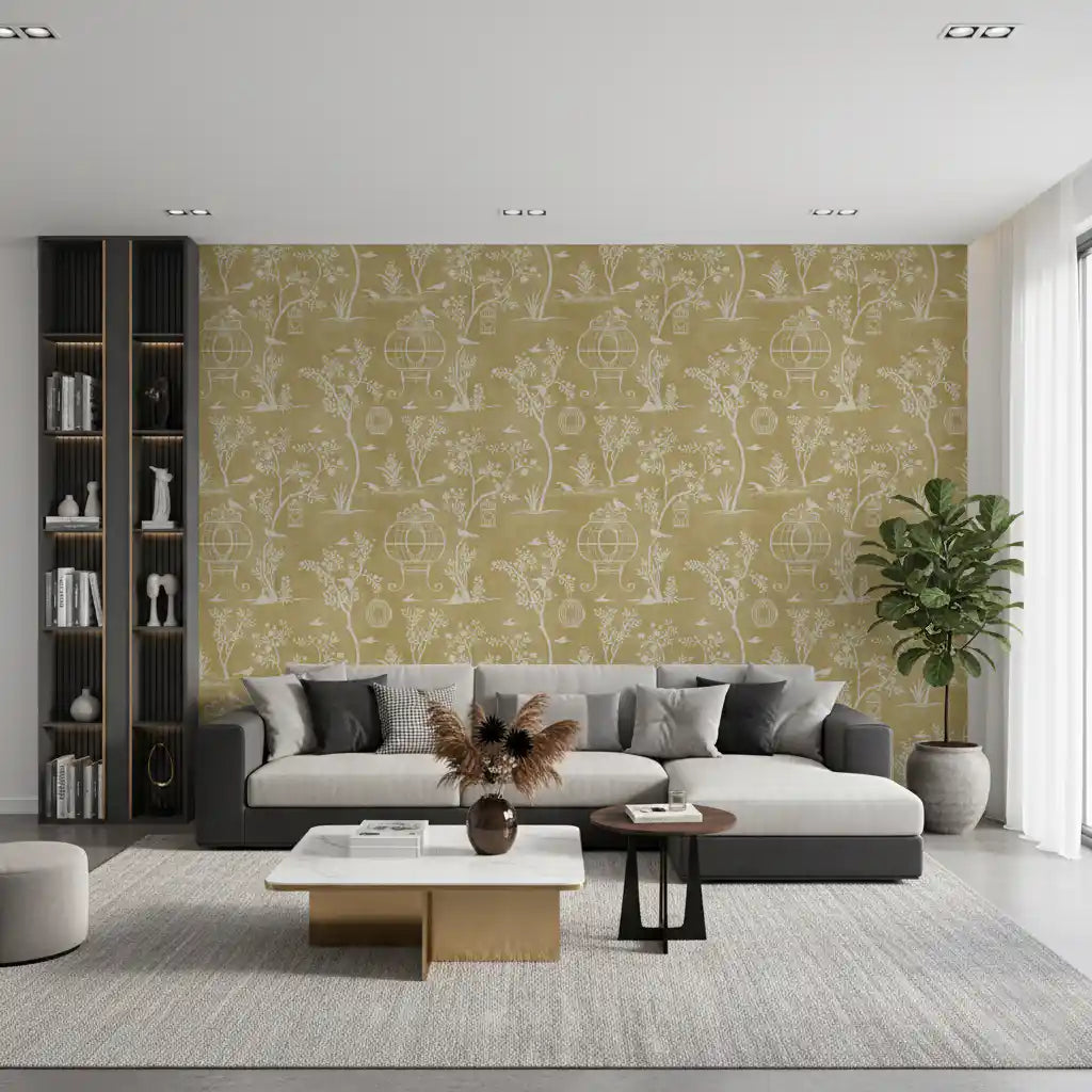 Chinoiserie Garden Birdcage  Wallpaper⁠